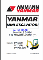 YANMAR SV15 ,SV17, SV17EX MANUALE D’USO E DI MANUTENZIONE