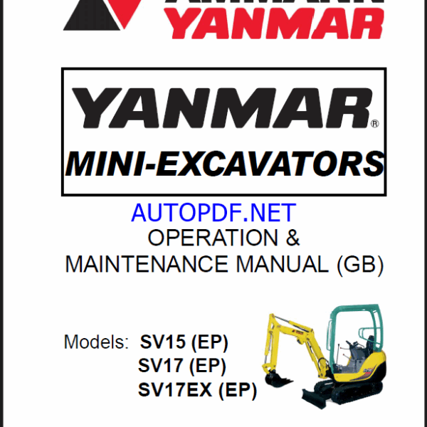YANMAR SV15, SV17, SV17EX OPERATION & MAINTENANCE MANUAL