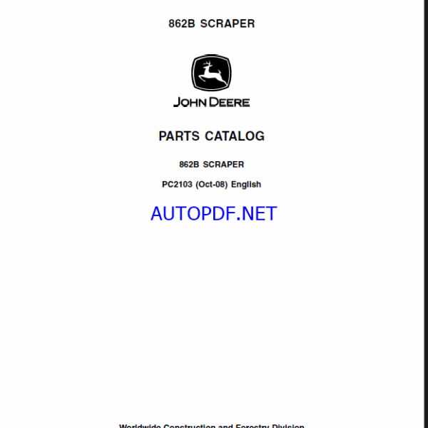 John Deere 862B SCRAPER English Parts Catalog