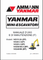 YANMAR ViO15 ,ViO20, ViO25 ,ViO3035, ViO4555 MANUALE D’USO E DI MANUTENZIONE