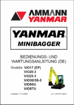 YANMAR ViO17,ViO20,ViO25,ViO30, ViO50U, ViO57U BEDIENUNGS- UND WARTUNGSANLEITUNG