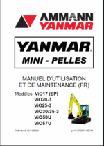 YANMAR ViO17,ViO20,ViO25,ViO30, ViO50U, ViO57U MANUEL D’UTILISATION ET DE MAINTENANCE