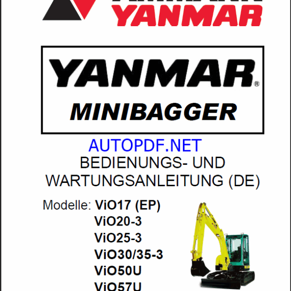 YANMAR ViO75 BEDIENUNGS & WARTUNGSANLEITUNG
