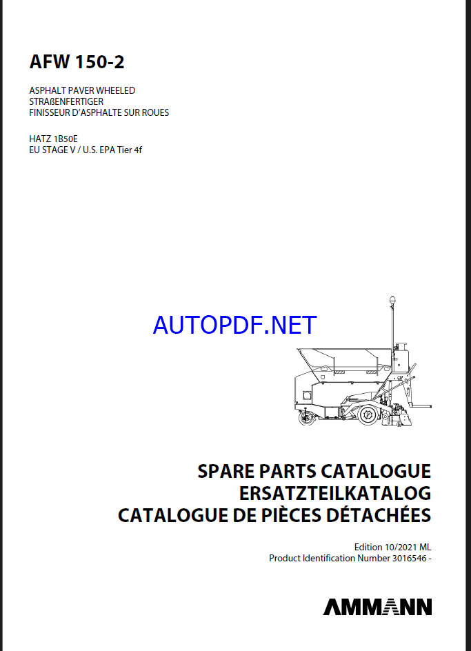 AFW 150-2 St V Spare PAVERS Parts Catalog, OEM Documents
