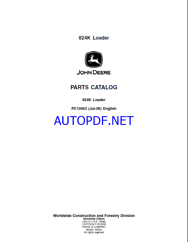 John Deere 824K Loader Parts Catalog