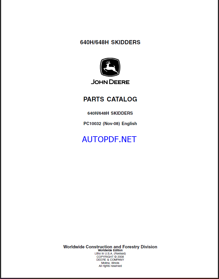 VJohn Deere 640H, 648H SKIDDERS Parts Catalog