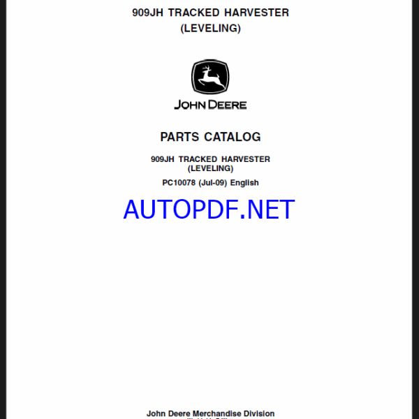 John Deere 909JH TRACKED HARVESTER Parts Catalog