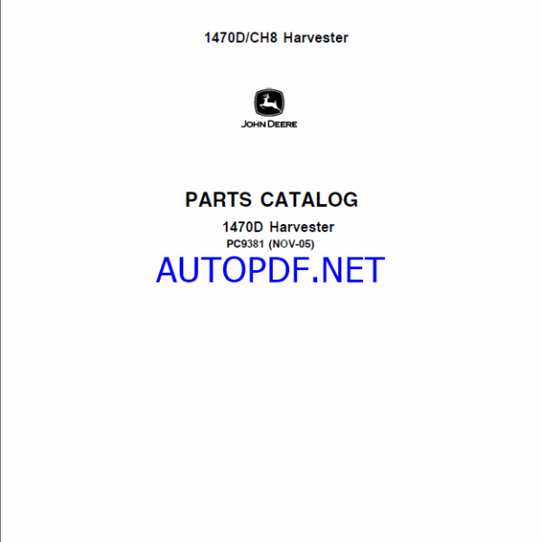 John Deere 1470D Harvester Parts Catalog