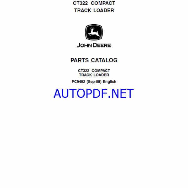 John Deere CT322 COMPACT TRACK LOADER Parts Catalog