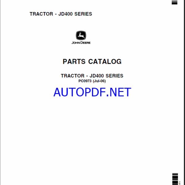 John Deere JD400 SERIES TRACTOR Parts Catalog