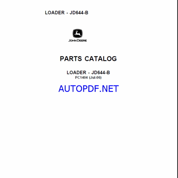 John Deere JD644-B LOADER Parts Catalog