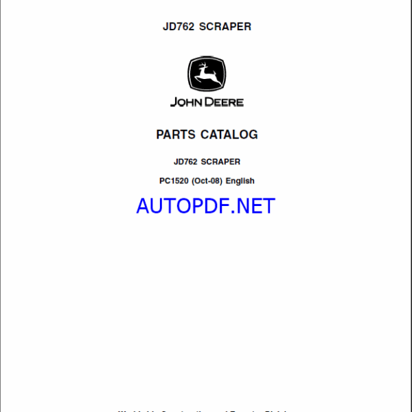 John Deere JD762 SCRAPER Parts Catalog