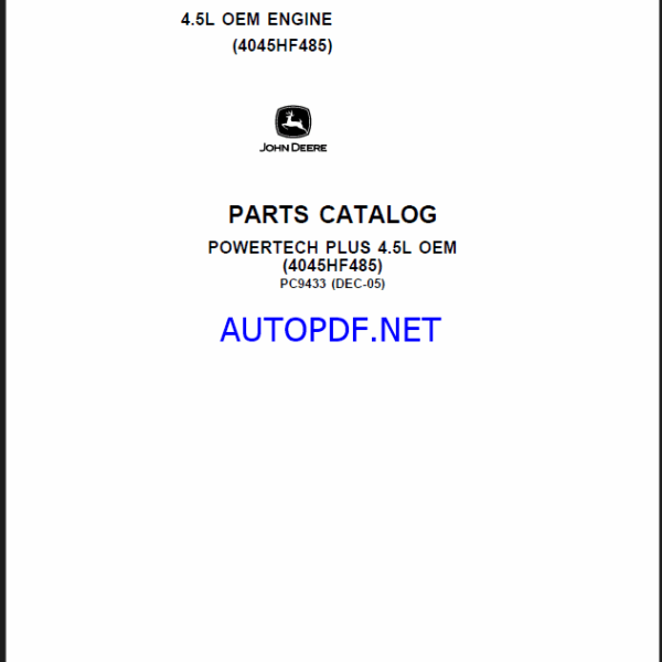 John Deere POWERTECH PLUS 4.5L OEM ENGINE (4045HF485) Parts Catalog