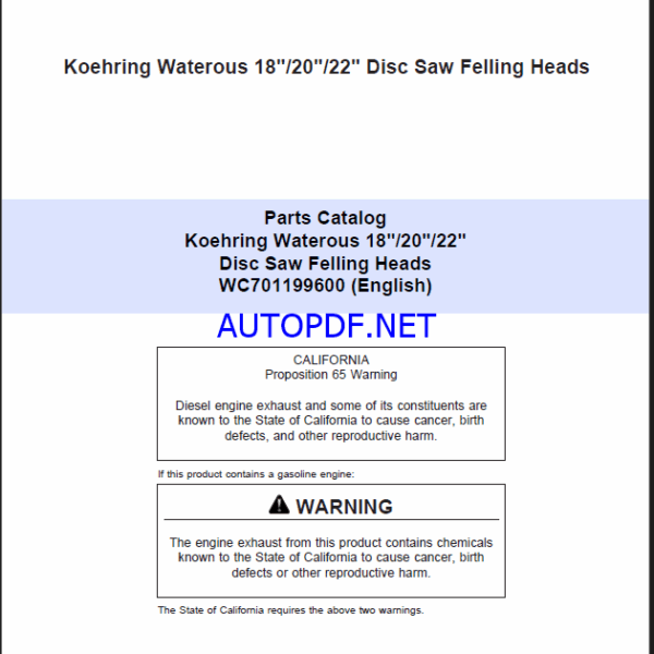 Koehring Waterous 18 20 22 Disc Saw Felling Heads Parts Catalog