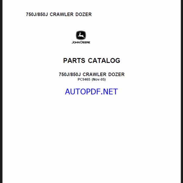 John Deere 750J, 850J CRAWLER DOZER Parts Catalog