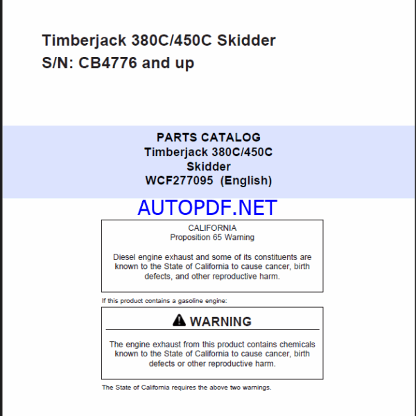 Timberjack 380C 450C Skidder Parts Catalog