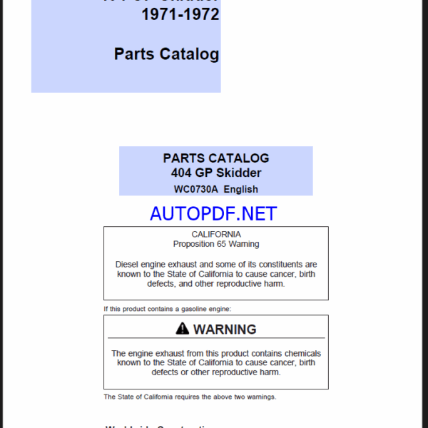 Timberjack 404 GP Skidder Parts Catalog (1971-1972)