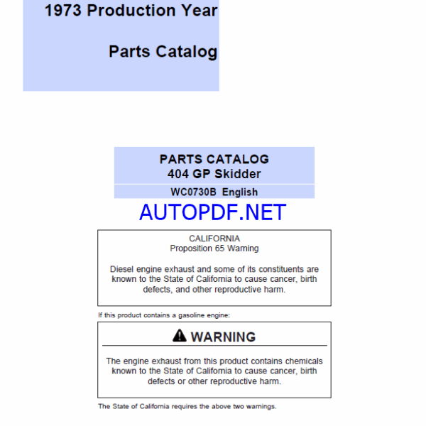 Timberjack 404 GP Skidder Parts Catalog