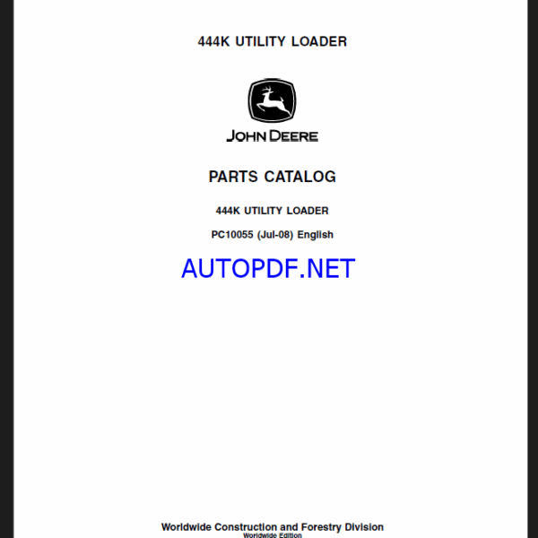 John Deere 444K UTILITY LOADER Parts Catalog