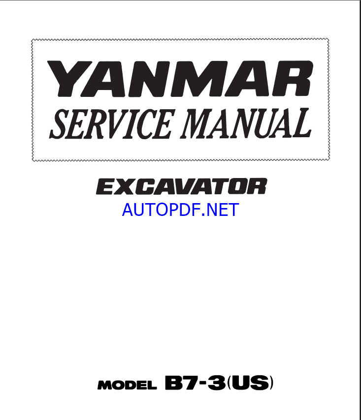 YANMAR B7-3 Crawler excavators SERVICE MANUAL