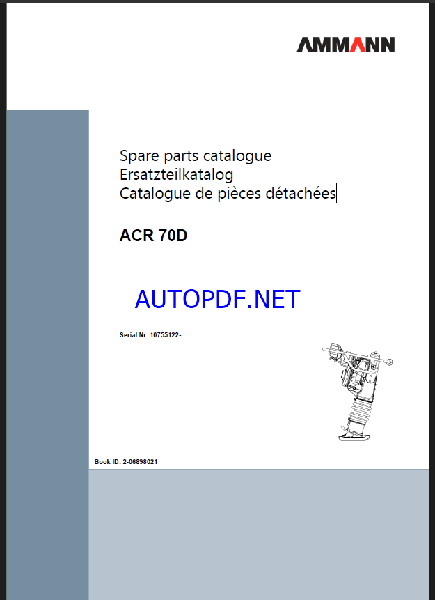 ACR 70 D Spare LIGHT COMPACTION Parts Catalog