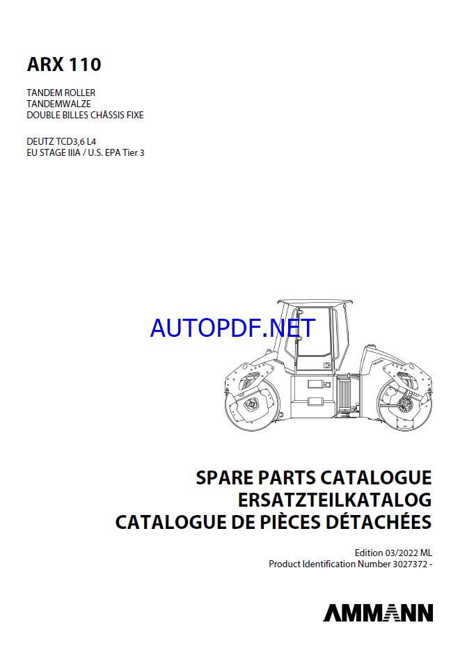 ARX 110 & ARX 110C T3 SPC Spare HEAVY COMPACTOR Parts Catalog