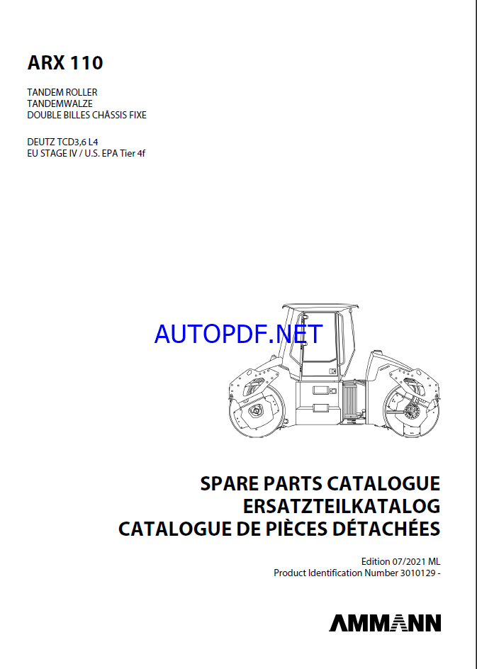 ARX 110 & ARX 110C T4f Spare HEAVY COMPACTOR Parts Catalog