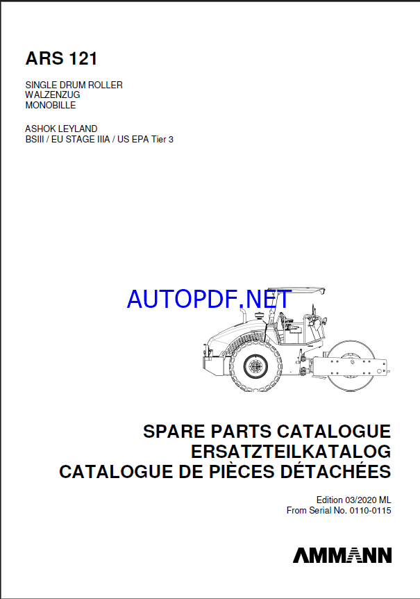 ARS 121 BS3 Spare HEAVY COMPACTOR Parts Catalog