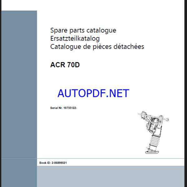 ACR 70 D Spare LIGHT COMPACTION Parts Catalog, OEM Documents
