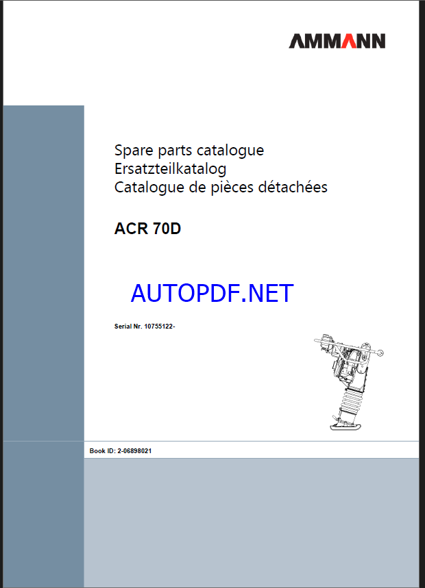 ACR 70 D Spare LIGHT COMPACTION Parts Catalog, OEM Documents