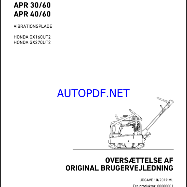 APR 30-50 & APR 30-60 LIGHT COMPACTION Operating Manual