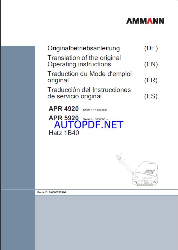 APR 4920 LIGHT COMPACTION Operating Manual