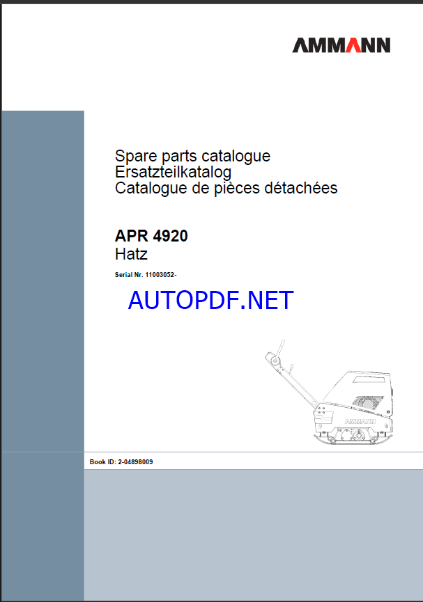 APR 4920 Spare LIGHT COMPACTION Parts Catalog