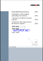 APR 5920 LIGHT COMPACTION Operating Manual