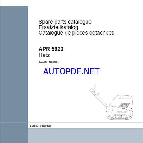 APR 5920 Spare LIGHT COMPACTION Parts Catalog