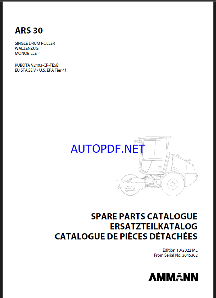 ARS 30 St V Spare HEAVY COMPACTOR Parts Catalog