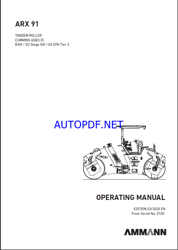ARX 91 BS3 (Cummins) HEAVY COMPACTOR Operating Manual