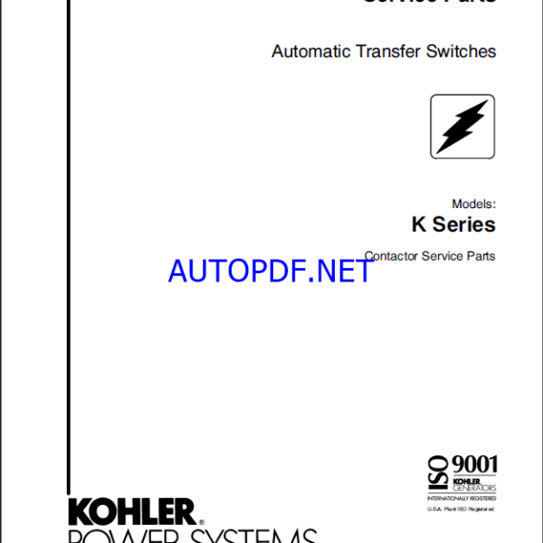 Kohler K Series Automatic Transfer Switches Service Parts Manual (tp5645)