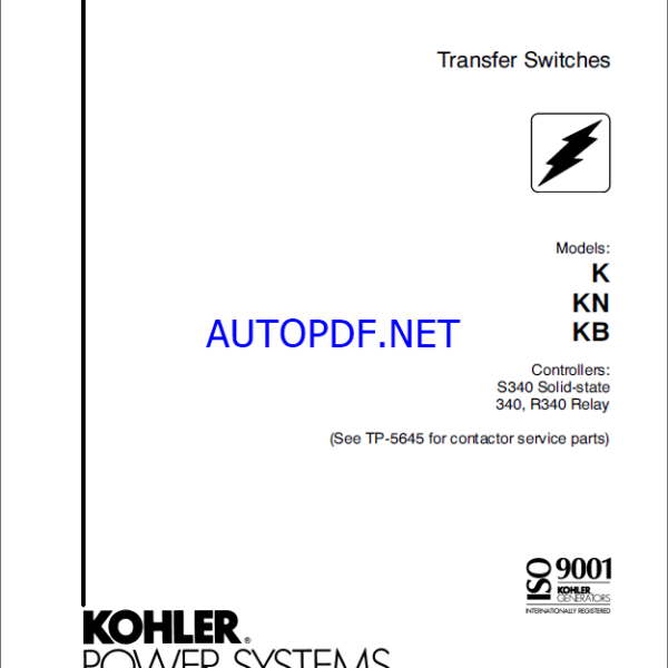 Kohler K, KN, KB Transfer Switches Service and Parts Manual (tp5257)