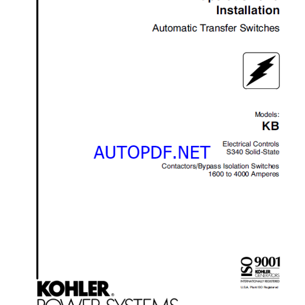 Kohler KB Automatic Transfer Switches Operation and Installation Manual (tp5724)