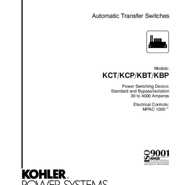 Kohler KCT, KCP, KBT, KBP Automatic Transfer Switches Service Manual (tp6127)