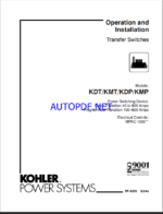 Kohler KDT, KMT, KDP, KMP Transfer Switches Operation and Installation Manual (tp6225)