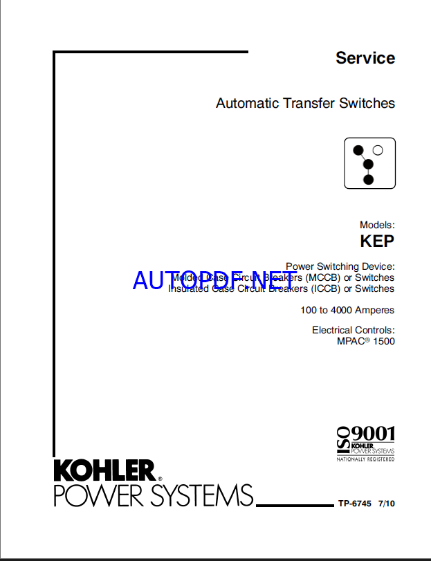 Kohler KEP Automatic Transfer Switches Service Manual (tp6745)