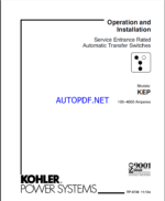 Kohler KEP Service Entrance Rated Automatic Transfer Switches Operation and Installation Manual (tp6738)