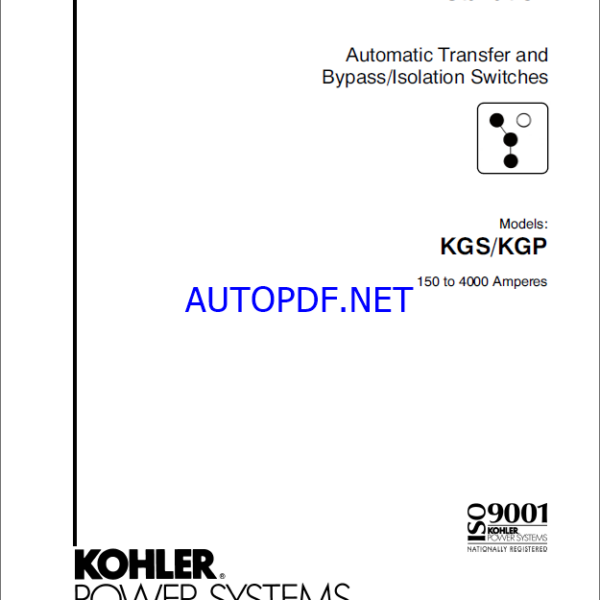 Kohler KGS, KGP Automatic Transfer and Bypass, Isolation Switches Installation Manual (tp6449)