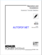 Kohler M340 Automatic Transfer Switches Operation and Installation Manual (tp5569)