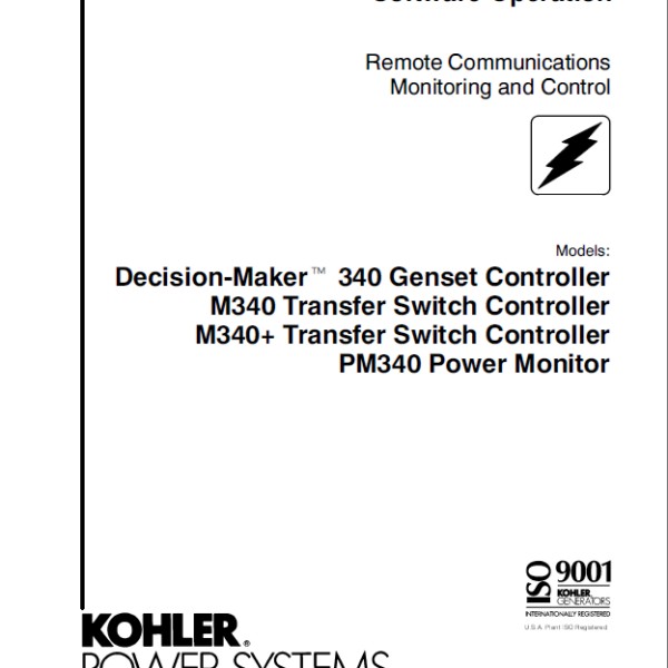 Kohler M340, M340+ Transfer Switch Controller, PM340 Power Monitor Remote Communications Monitoring and Control Software Operation(tp5823)
