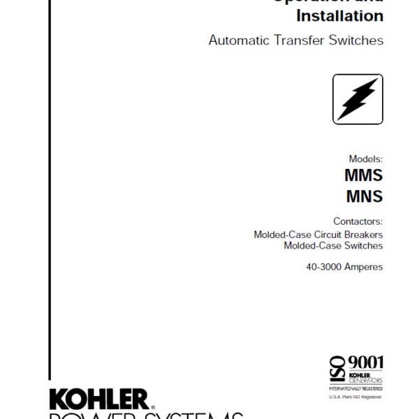 Kohler MMS, MNS Automatic Transfer Switches Operation and Installation Manual (tp5658)