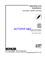 Kohler MMS, MNS Automatic Transfer Switches Operation and Installation Manual (tp5678)