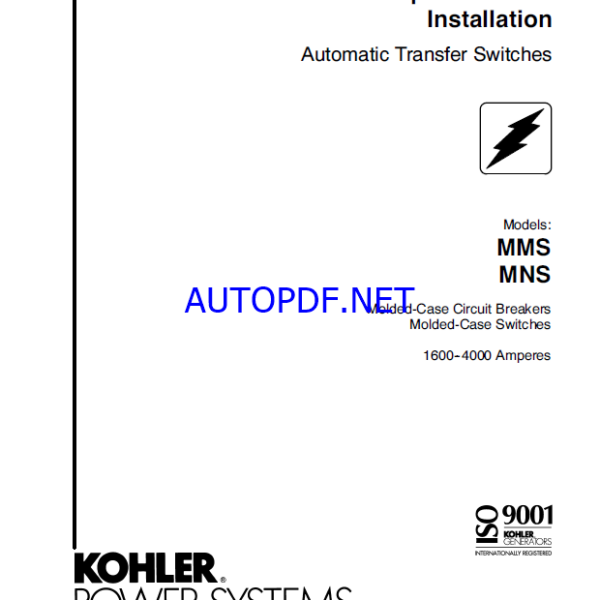 Kohler MMS, MNS Automatic Transfer Switches Operation and Installation Manual (tp5678)